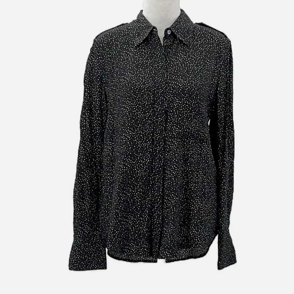 Equipment Femme Viscose Long Sleeve Button Front Galaxy Dot Blouse - Size Medium